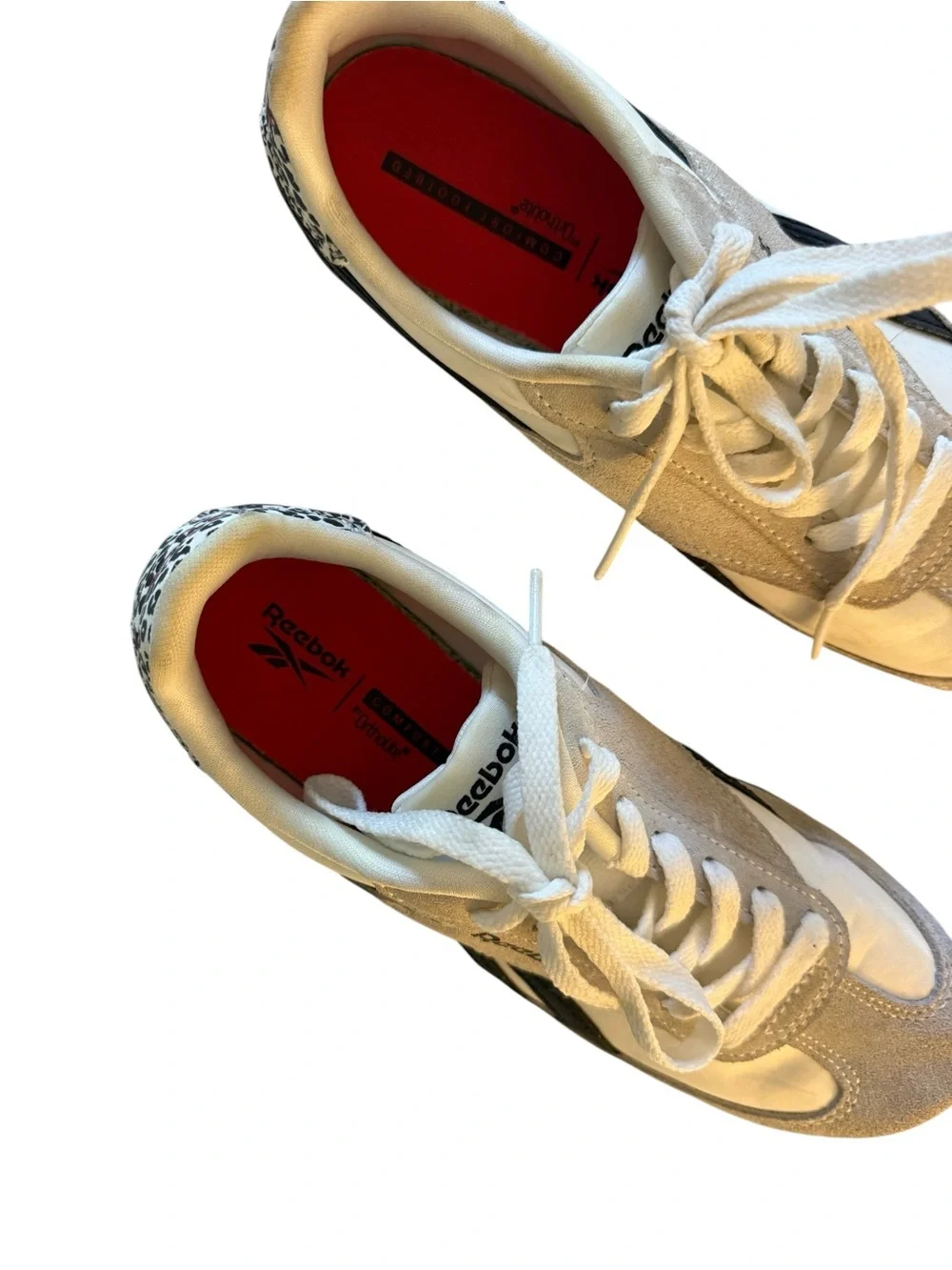 Reebok White and Beige Low-Top Sneakers with Black Details